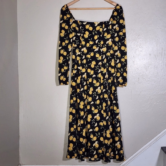 O.P.T Floral Black and Yellow Women's Dress - Picture 1 of 7